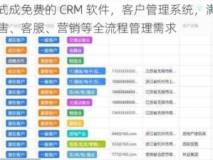 一站式成免费的 CRM 软件，客户管理系统，满足企业销售、客服、营销等全流程管理需求