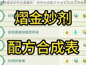 原神熠金妙剂全面解析：药剂合成配方大全及实战应用指南