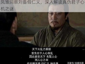 凤雏洞察刘备假仁义，深入解读真伪君子心机之谜