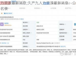 久产九人力资源最新消息;久产九人力资源最新消息：公司被列入经营异常名录