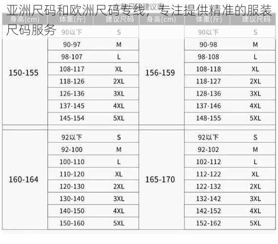 亚洲尺码和欧洲尺码专线，专注提供精准的服装尺码服务