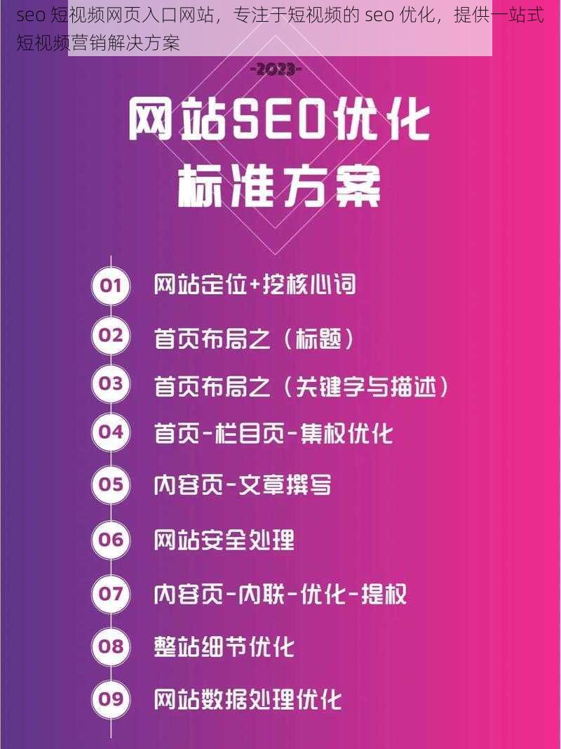 seo 短视频网页入口网站，专注于短视频的 seo 优化，提供一站式短视频营销解决方案