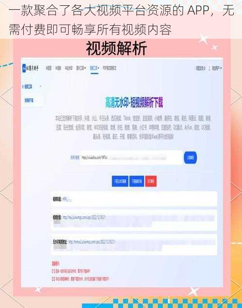 一款聚合了各大视频平台资源的 APP，无需付费即可畅享所有视频内容