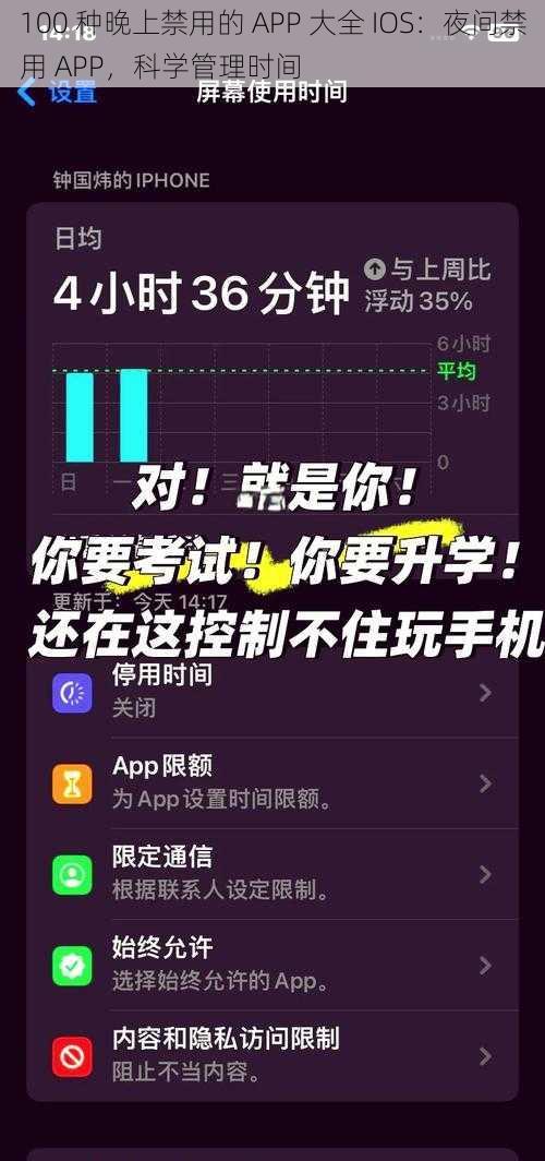 100 种晚上禁用的 APP 大全 IOS：夜间禁用 APP，科学管理时间