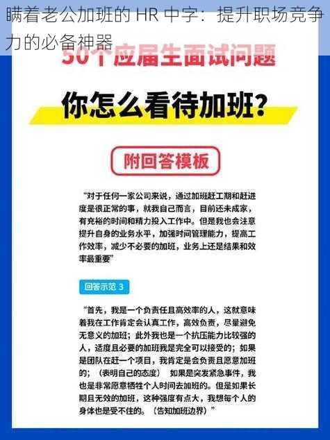 瞒着老公加班的 HR 中字：提升职场竞争力的必备神器