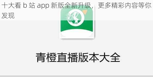 十大看 b 站 app 新版全新升级，更多精彩内容等你发现