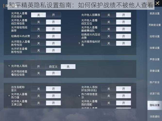 和平精英隐私设置指南：如何保护战绩不被他人查看