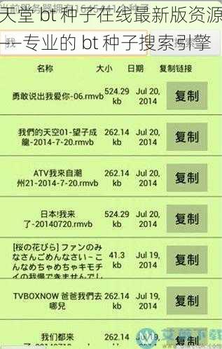 天堂 bt 种子在线最新版资源——专业的 bt 种子搜索引擎