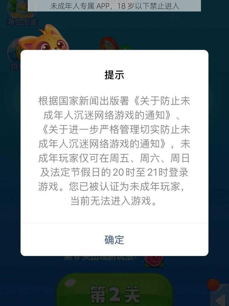 未成年人专属 APP，18 岁以下禁止进入