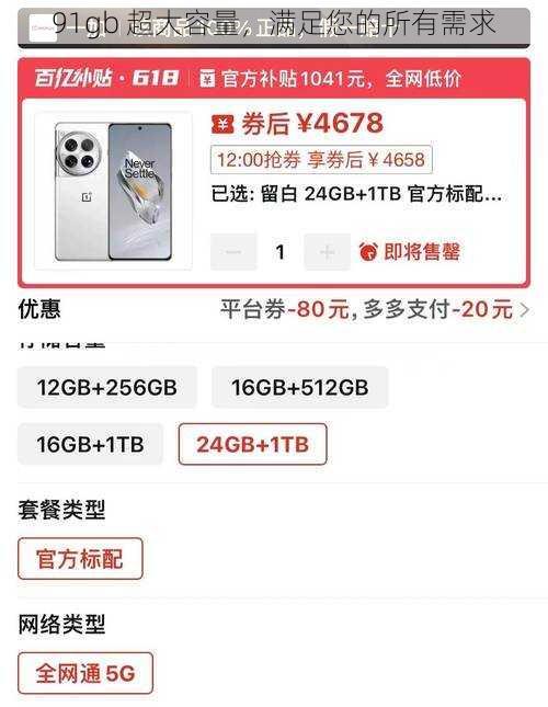 91gb 超大容量，满足您的所有需求