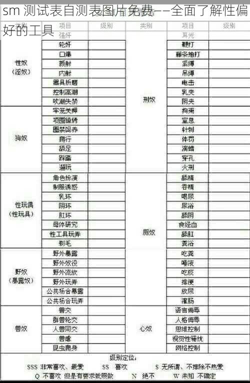 sm 测试表自测表图片免费——全面了解性偏好的工具