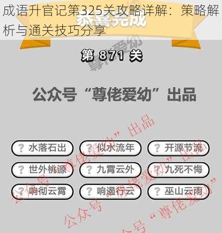 成语升官记第325关攻略详解：策略解析与通关技巧分享