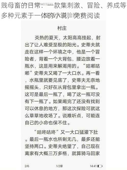 贱母畜的日常：一款集刺激、冒险、养成等多种元素于一体的小说，免费阅读