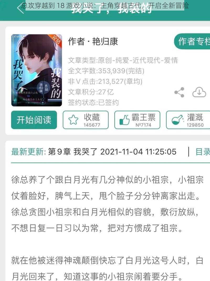 总攻穿越到 18 游戏小说：主角穿越古代，开启全新冒险