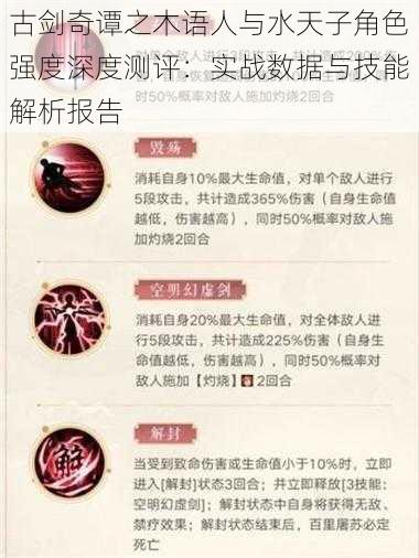 古剑奇谭之木语人与水天子角色强度深度测评：实战数据与技能解析报告