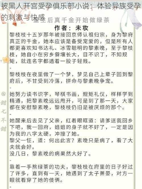 被黑人开宫受孕俱乐部小说：体验异族受孕的刺激与快感