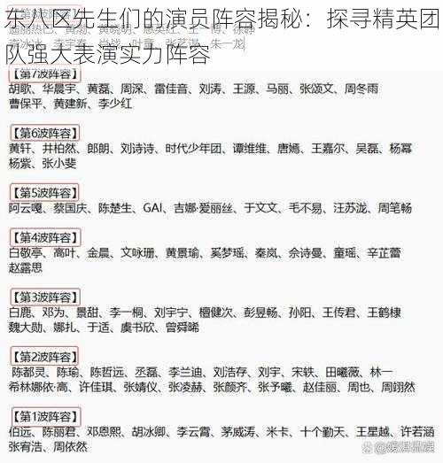 东八区先生们的演员阵容揭秘：探寻精英团队强大表演实力阵容