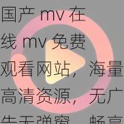 国产 mv 在线 mv 免费观看网站，海量高清资源，无广告无弹窗，畅享视觉盛宴