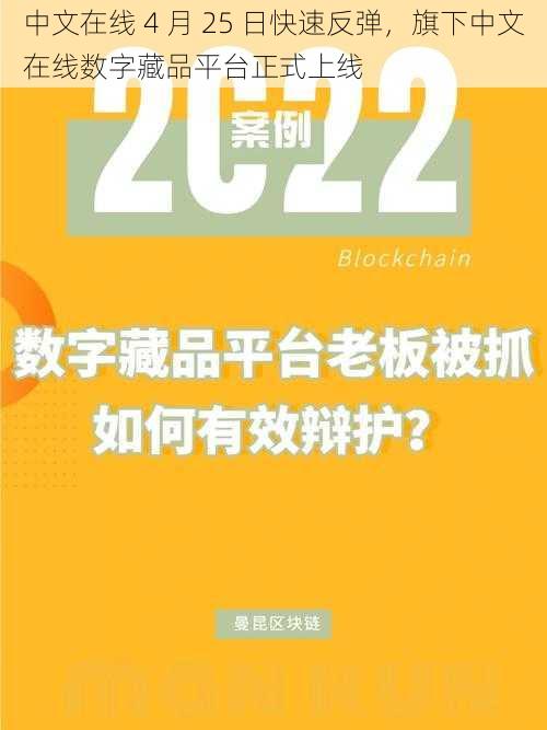 中文在线 4 月 25 日快速反弹，旗下中文在线数字藏品平台正式上线