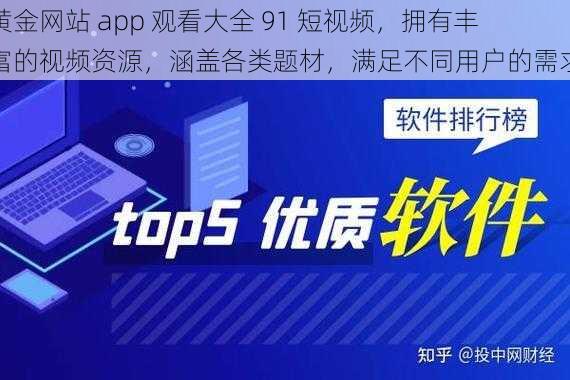 黄金网站 app 观看大全 91 短视频，拥有丰富的视频资源，涵盖各类题材，满足不同用户的需求