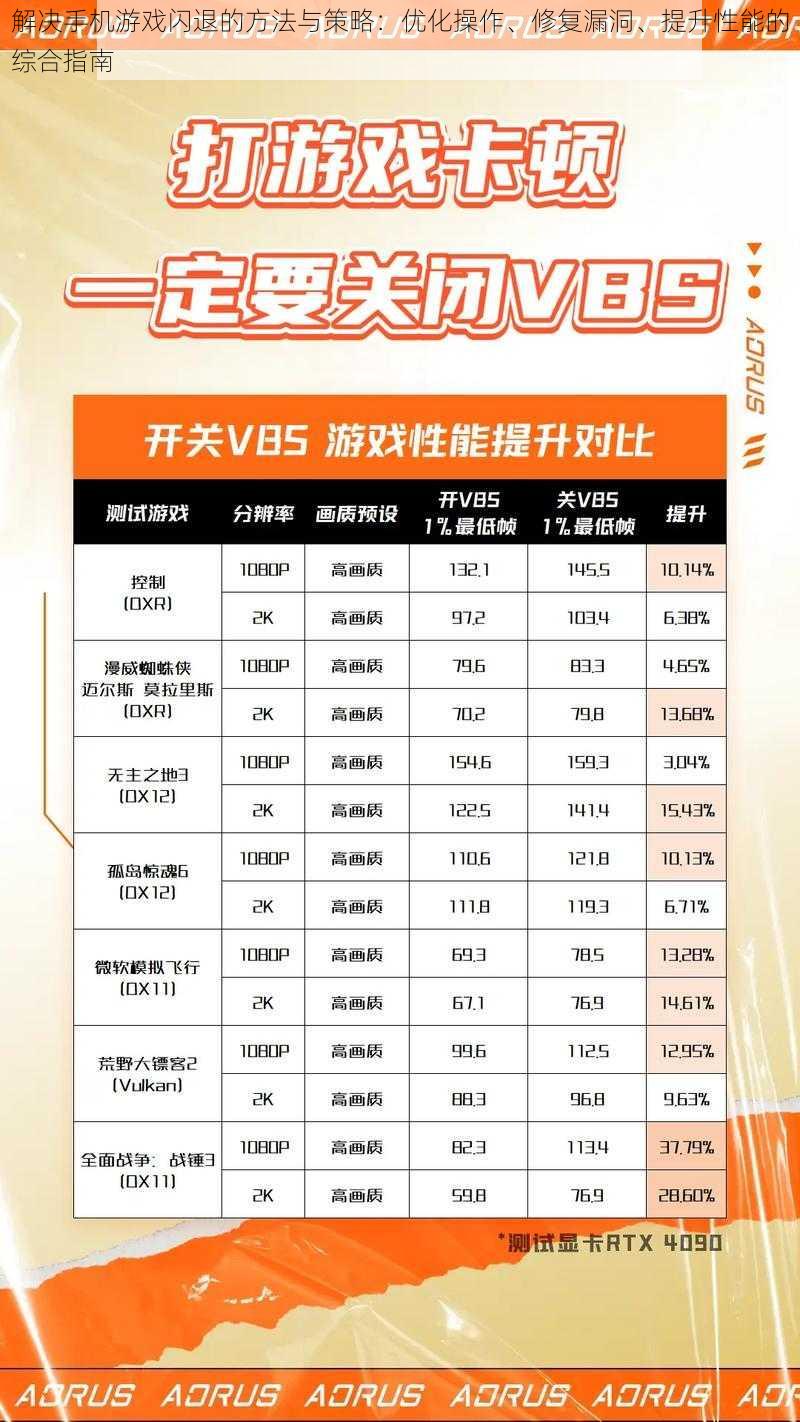 解决手机游戏闪退的方法与策略：优化操作、修复漏洞、提升性能的综合指南