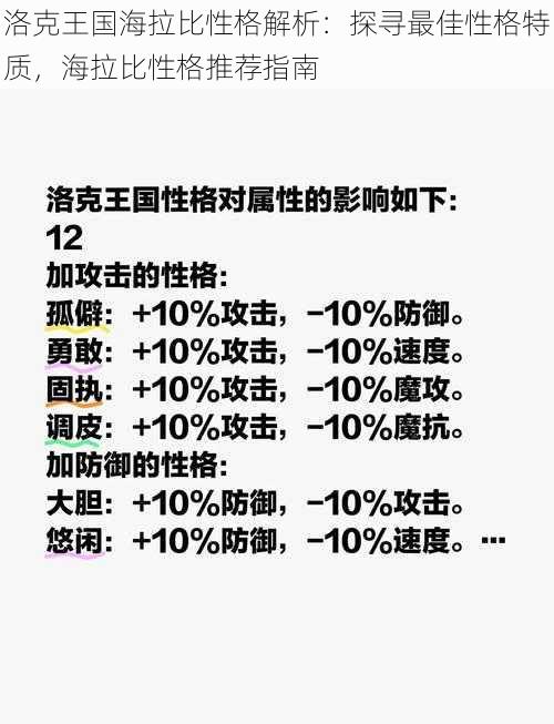 洛克王国海拉比性格解析：探寻最佳性格特质，海拉比性格推荐指南