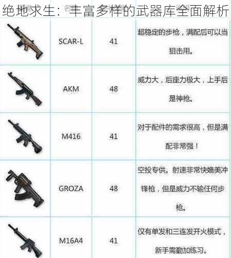 绝地求生：丰富多样的武器库全面解析