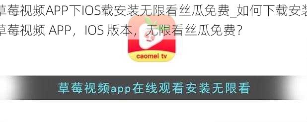 草莓视频APP下IOS载安装无限看丝瓜免费_如何下载安装草莓视频 APP，IOS 版本，无限看丝瓜免费？