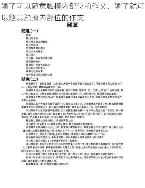 输了可以随意触摸内部位的作文、输了就可以随意触摸内部位的作文