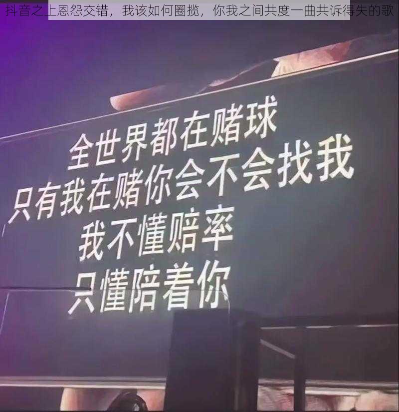 抖音之上恩怨交错，我该如何圈揽，你我之间共度一曲共诉得失的歌