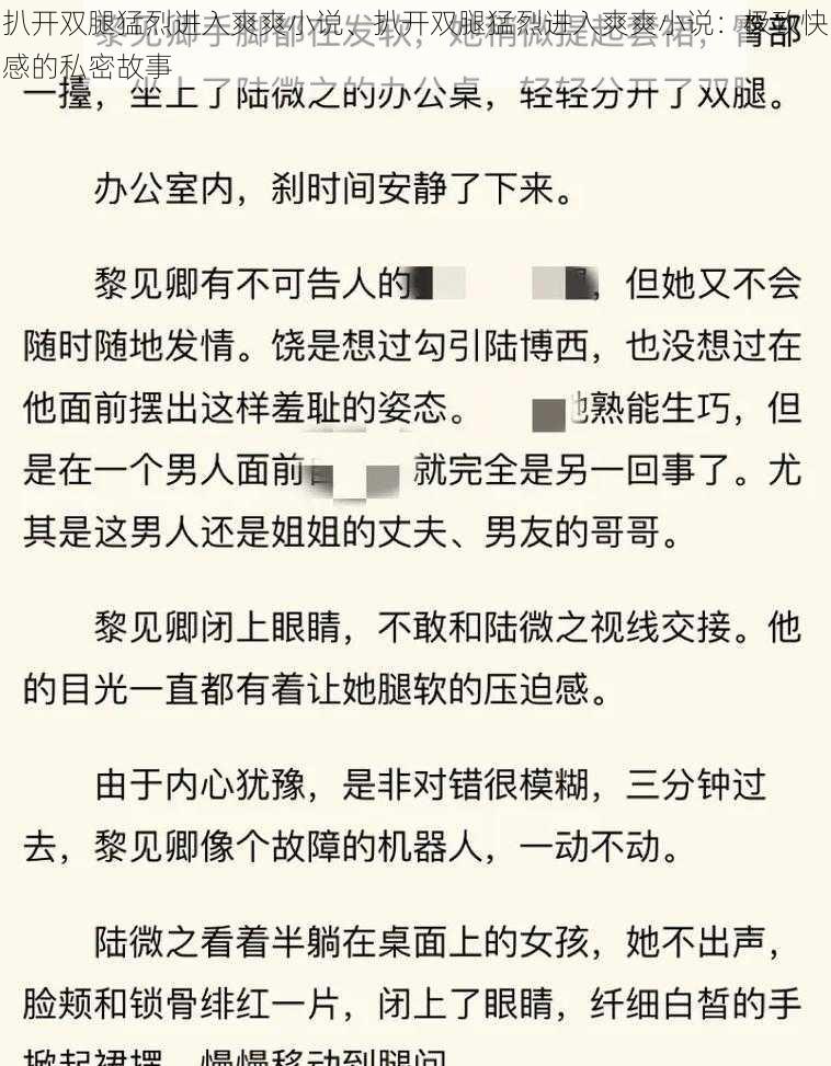 扒开双腿猛烈进入爽爽小说、扒开双腿猛烈进入爽爽小说：极致快感的私密故事