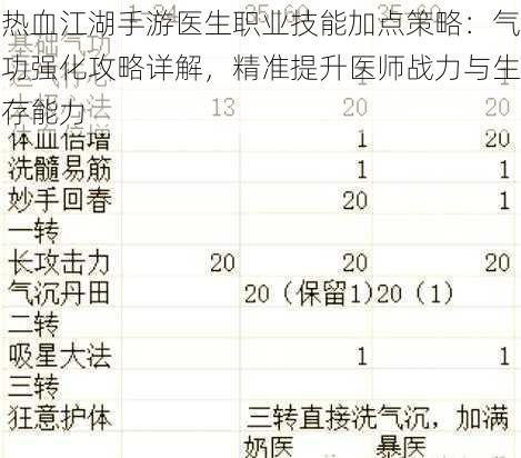 热血江湖手游医生职业技能加点策略：气功强化攻略详解，精准提升医师战力与生存能力