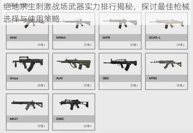 绝地求生刺激战场武器实力排行揭秘，探讨最佳枪械选择与使用策略