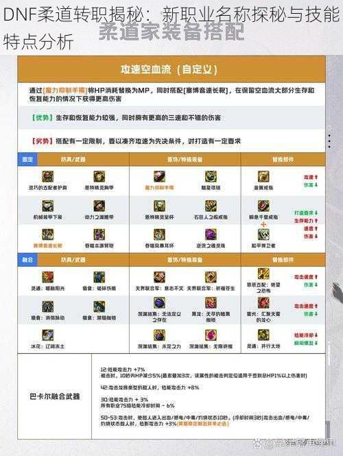 DNF柔道转职揭秘：新职业名称探秘与技能特点分析