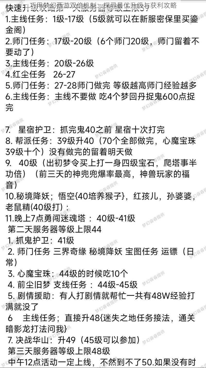 巧用梦幻西游双倍机制：探寻最优升级与获利攻略