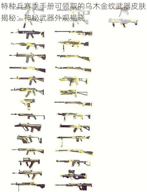 特种兵赛季手册可领取的乌木金纹武器皮肤揭秘：神秘武器外观揭晓