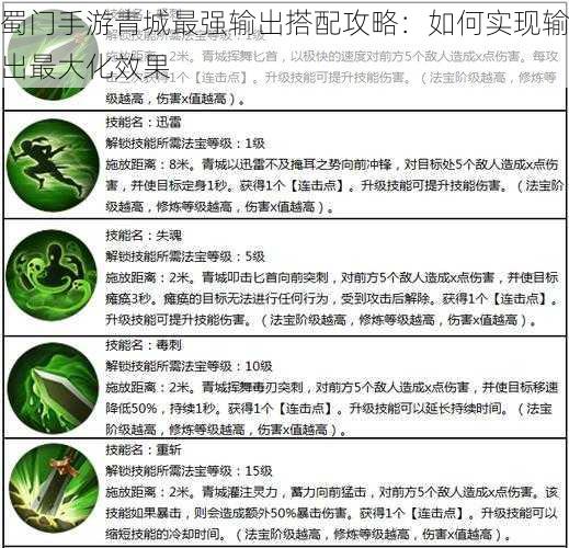 蜀门手游青城最强输出搭配攻略：如何实现输出最大化效果